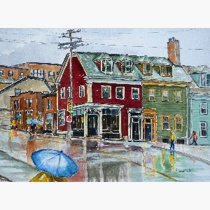 Blue Umbrellas on Hollis, Halifax $30.00 (8 x 10 inches in size)