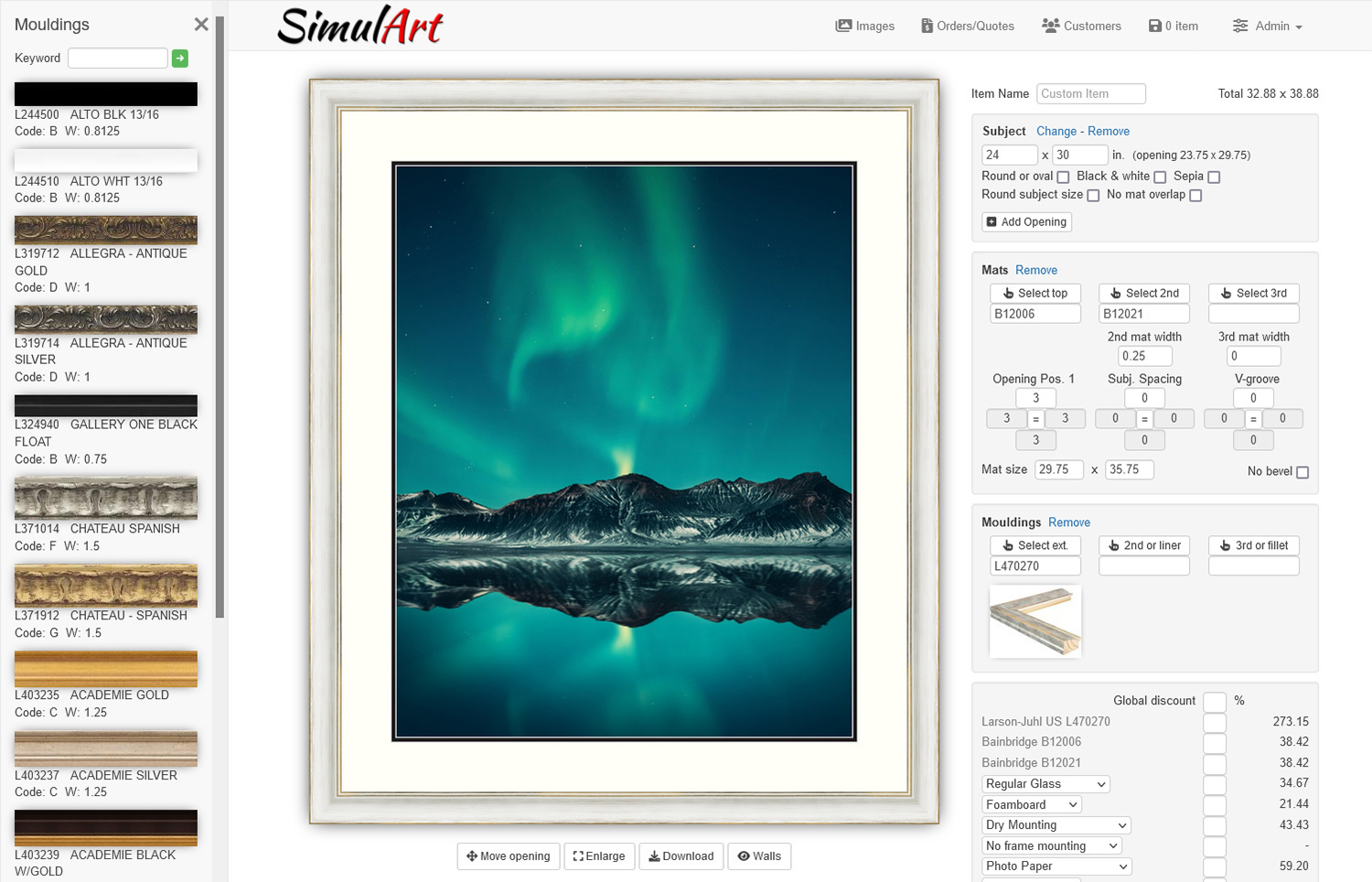 SimulArt Picture Framing Software