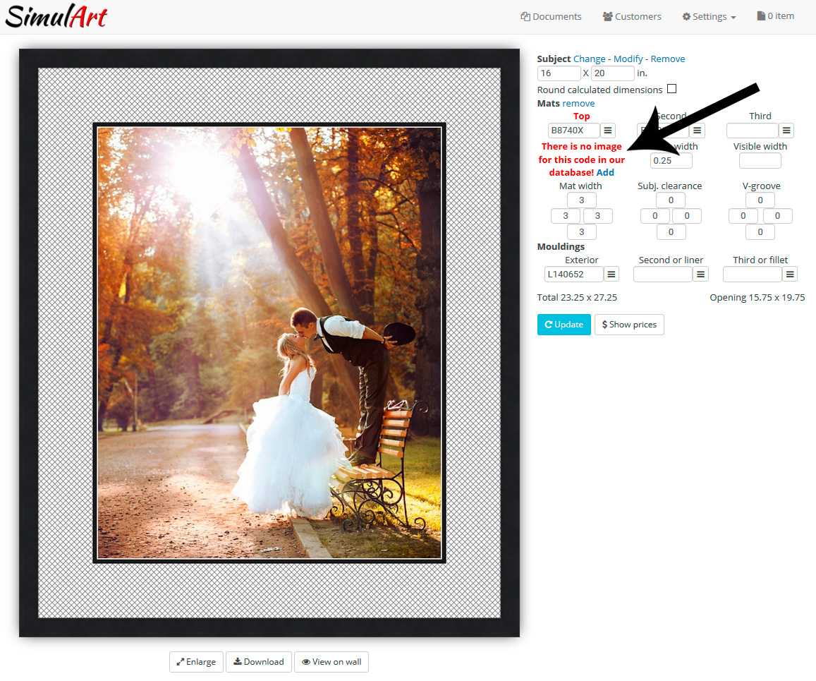 Picture Framing Software Screenshot